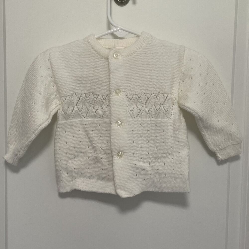Vintage Renro Soft Acrylic Baby Cardigan Sweater 100% Acrylic Italy ✔️0-3 Months